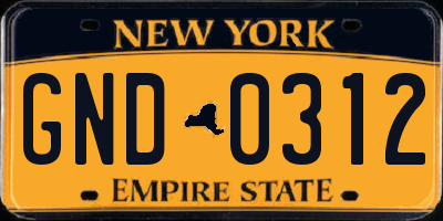 NY license plate GND0312