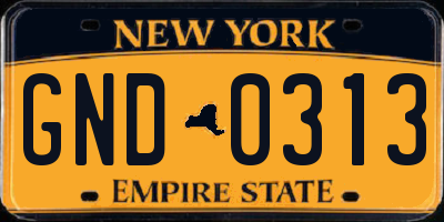 NY license plate GND0313
