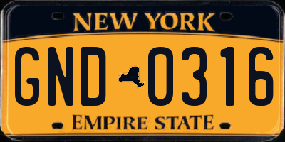 NY license plate GND0316
