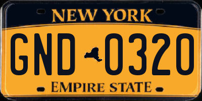 NY license plate GND0320