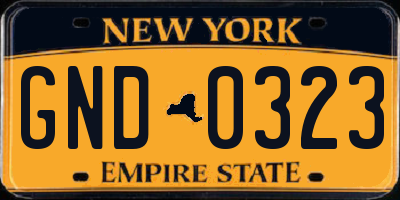 NY license plate GND0323