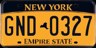 NY license plate GND0327