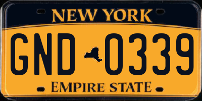 NY license plate GND0339