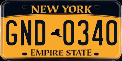 NY license plate GND0340