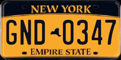 NY license plate GND0347