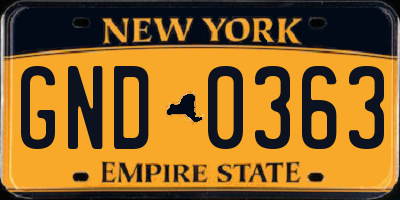 NY license plate GND0363
