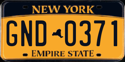 NY license plate GND0371