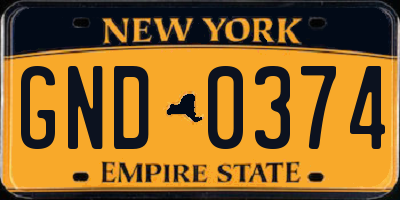 NY license plate GND0374