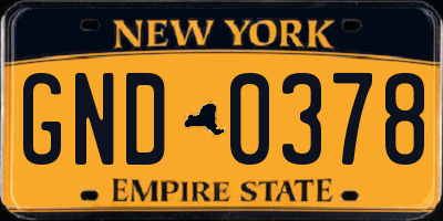 NY license plate GND0378