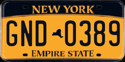 NY license plate GND0389