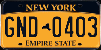NY license plate GND0403
