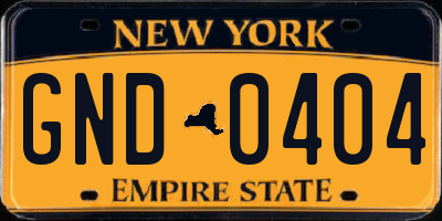 NY license plate GND0404