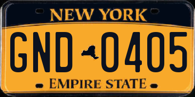 NY license plate GND0405