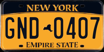 NY license plate GND0407