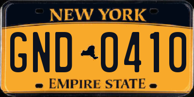 NY license plate GND0410