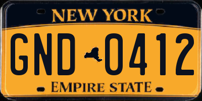 NY license plate GND0412