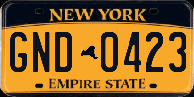 NY license plate GND0423