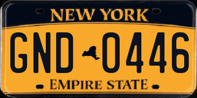 NY license plate GND0446