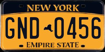 NY license plate GND0456