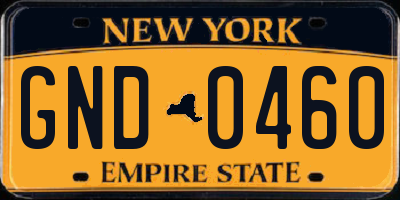 NY license plate GND0460