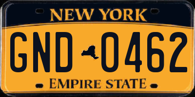 NY license plate GND0462