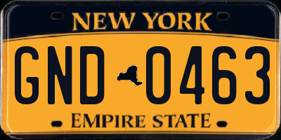 NY license plate GND0463