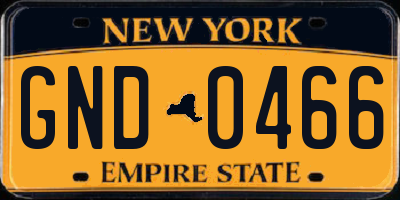 NY license plate GND0466