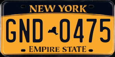 NY license plate GND0475