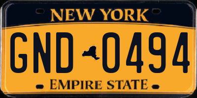NY license plate GND0494