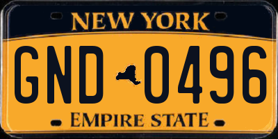 NY license plate GND0496
