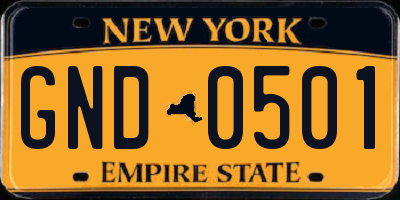 NY license plate GND0501