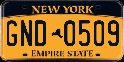 NY license plate GND0509