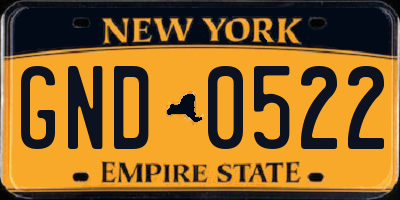 NY license plate GND0522
