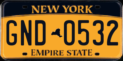 NY license plate GND0532