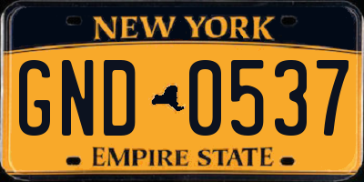 NY license plate GND0537