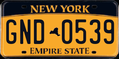 NY license plate GND0539