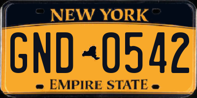 NY license plate GND0542