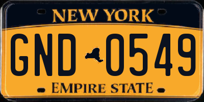 NY license plate GND0549