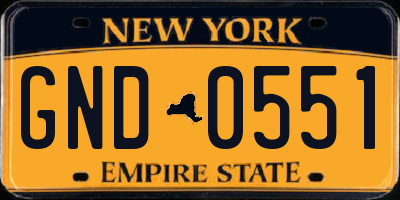 NY license plate GND0551