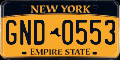 NY license plate GND0553