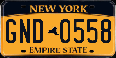 NY license plate GND0558