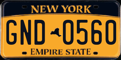 NY license plate GND0560