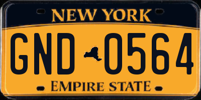 NY license plate GND0564