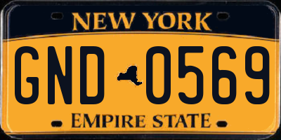 NY license plate GND0569