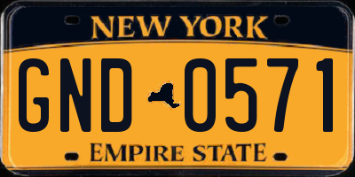 NY license plate GND0571