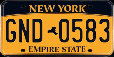 NY license plate GND0583