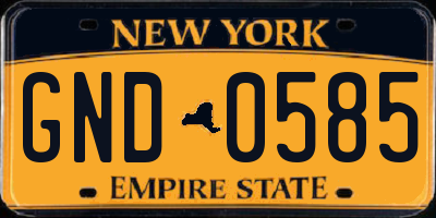 NY license plate GND0585
