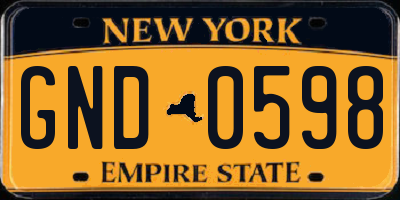 NY license plate GND0598