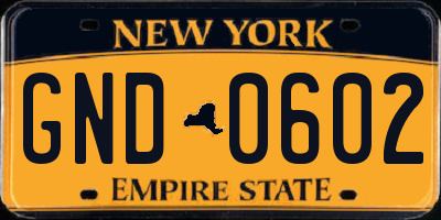 NY license plate GND0602