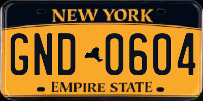 NY license plate GND0604